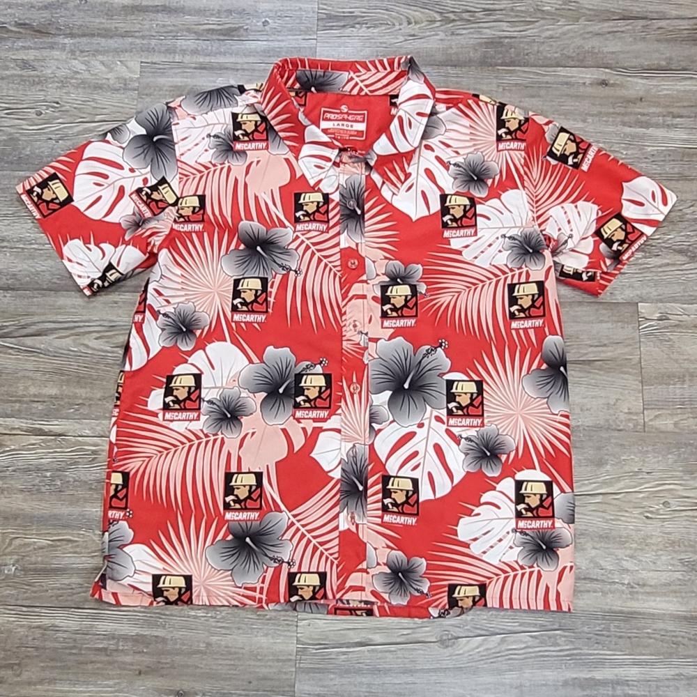PROSPHERE Red Tropical Print Men's Shirt